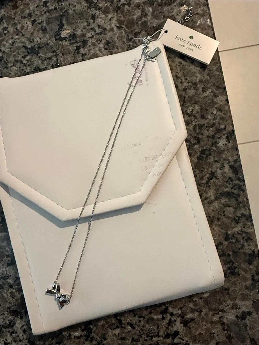 kate spade silver bow pendant necklace with chain